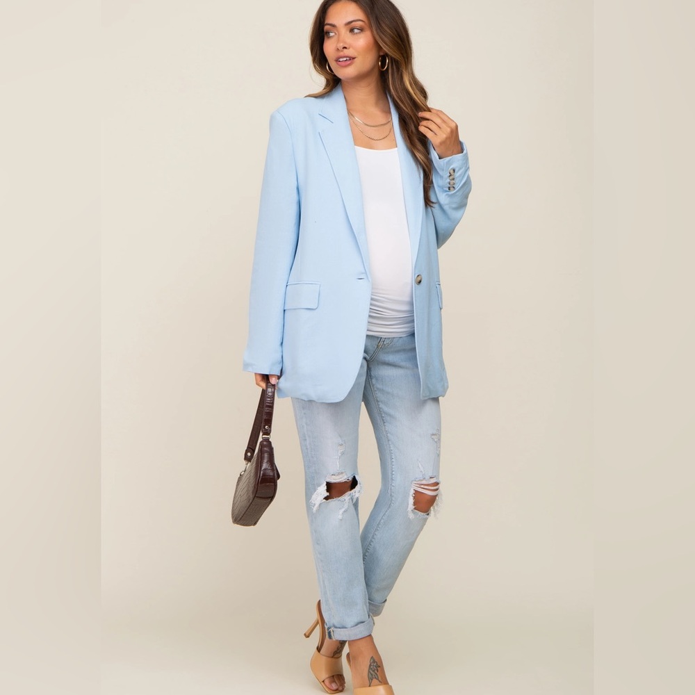 Light blue maternity blazer